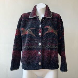 Coldwater Creek | Fleece Western Horse Pattern Sherpa Jacket